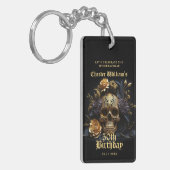 50E BIRTHDAY GOLD SKULL ROOS HALLOWEEN PARTIJ SLEUTELHANGER (Voorkant Links)