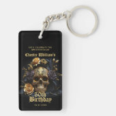 50E BIRTHDAY GOLD SKULL ROOS HALLOWEEN PARTIJ SLEUTELHANGER (achterkant)