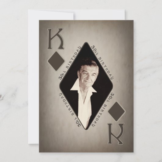 50E BIRTHDAY-INVITATIE - FOTO - POKER/KING KAART (Voorkant)