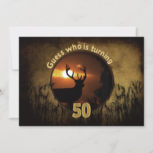 50E BIRTHDAY-INVITATIE - Zonnetijd, Deer, Hunters Kaart (Voorkant)