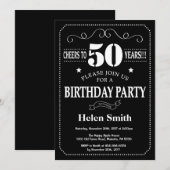 50e Birthday Invitation Chalkboard Kaart (Voorkant / Achterkant)