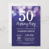 50e Birthday Invitation Navy Blue Kaart (Voorkant)