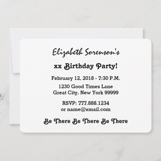 50e BIRTHDAY PARTIJ voor haar zwart-wit H04BZ Save The Date (Achterkant)