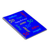 50e Birthday Party Blue Guest Book, Name Spiral Notitieboek (Rechterzijde)