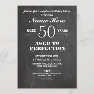 50E BIRTHDAY PARTY CHALKBOARD SURPRISE INVITE KAART