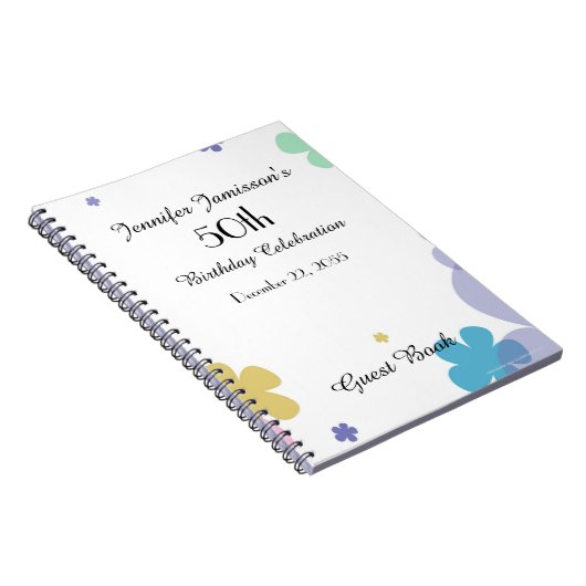 50e Birthday Party Guest Book, Festive Floral Notitieboek (Rechterzijde)