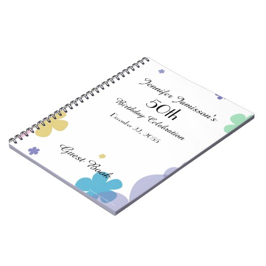 50e Birthday Party Guest Book, Festive Floral Notitieboek (Linkerzijde)