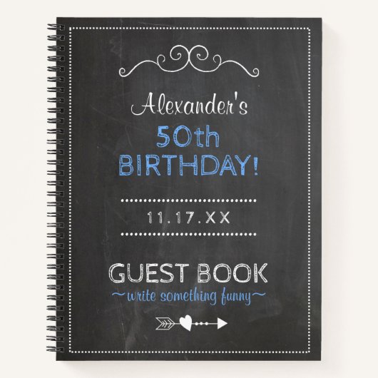 50e Birthday Party Guest Book Personalized | Notitieboek (Voorkant)