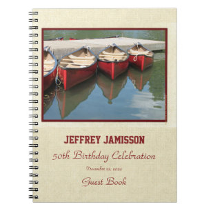 50e Birthday Party Guest Book, Red Canoes Spiral Notitieboek