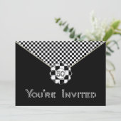 50E BIRTHDAY PARTY INVITATION - BLK/WHT ENVELOPE KAART (Staand voorkant)