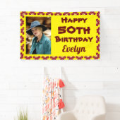 50e Birthday Red Flower foto Spandoek (Insitu)