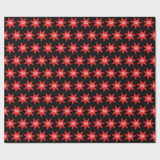 50e Birthday Red Star Cadeaupapier (Vlak)