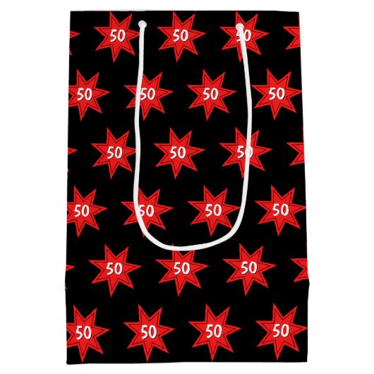 50e Birthday Red Star Medium Cadeauzakje (Achterkant)