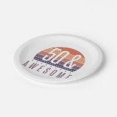 50e Birthday Retro Sunset Papieren Bordje (Gekanteld)