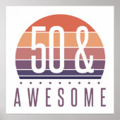50e Birthday Retro Sunset Poster (Voorkant)