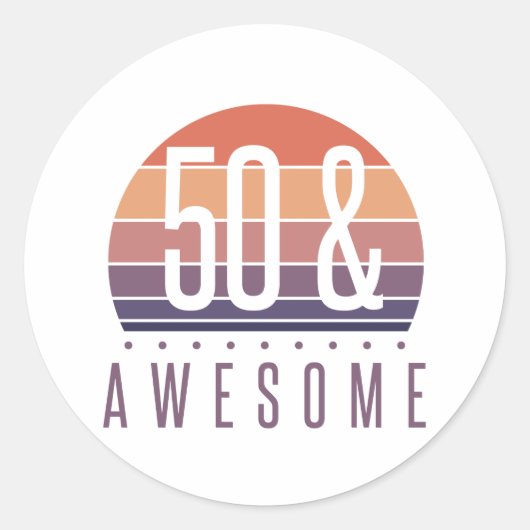 50e Birthday Retro Sunset Ronde Sticker (Voorkant)