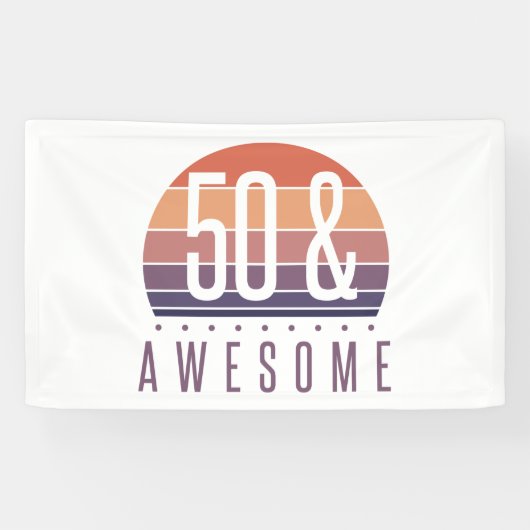 50e Birthday Retro Sunset Spandoek (Horizontaal)