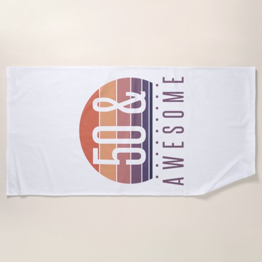 50e Birthday Retro Sunset Strandlaken (Voorkant)