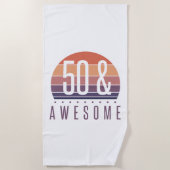 50e Birthday Retro Sunset Strandlaken (Voorkant)