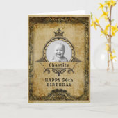 50e Birthday Retro Vintage Monogram Foto volwassen Kaart (Gele Bloem)