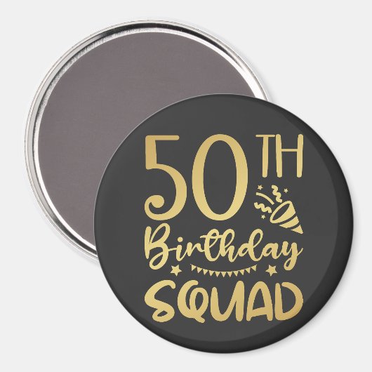 50e Birthday Squad 50 Party Crew Circle Magneet (Voorkant / Achterkant)