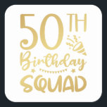 50e Birthday Squad 50 Party Crew Square Sticker<br><div class="desc">50th Birthday Squad 50 Party Crew Group Friends BDay design Gift Square Sticker Classic Collectie.</div>