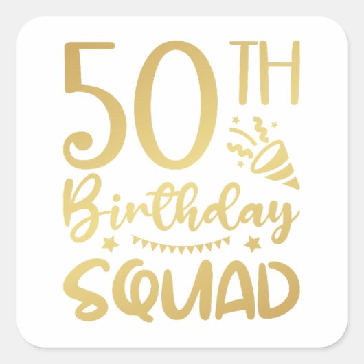 50e Birthday Squad 50 Party Crew Square Sticker (Voorkant)