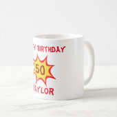 50e Birthday Superheld Theme Koffiemok (Voorkant rechts)