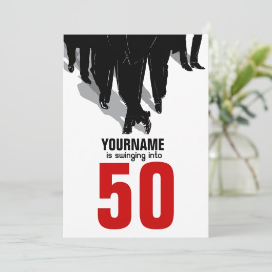 50e 'Birthday Swingers Rat Pack' Kaart (Staand voorkant)