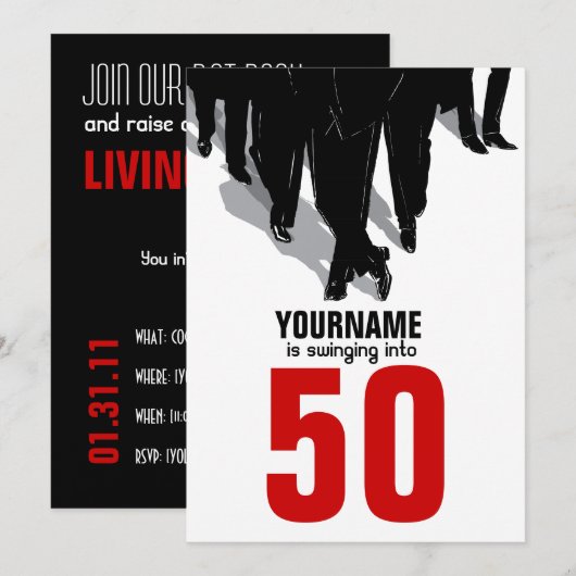 50e 'Birthday Swingers Rat Pack' Kaart (Voorkant / Achterkant)