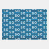 50e Blauw Zwart Wit Typografie Nummers Inpakpapier Vel (Voorkant 3)