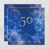 50e blauwe zilveren verjaardag tropisch kaart (Voorkant / Achterkant)