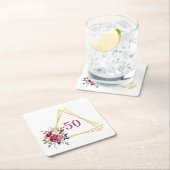 50e Boho Floral Geometric Gold Triangle Kartonnen Onderzetters (Insitu)