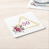 50e Boho Floral Geometric Gold Triangle Kartonnen Onderzetters (Schuin)