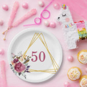 50e Boho Floral geometric Papieren Bordje (Feest)