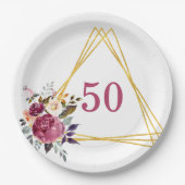 50e Boho Floral geometric Papieren Bordje (Voorkant)