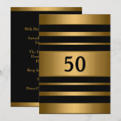 50e Bronze Gold Metal Black Masculine Party Kaart (Voorkant / Achterkant)