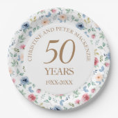 50e bruiloft Blush Rozen Jubileum Papieren Bordje (Voorkant)