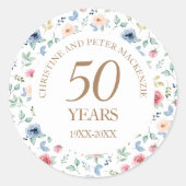 50e bruiloft Blush Rozen Jubileum Ronde Sticker (Voorkant)