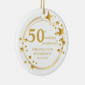 50e bruiloft Foto Gold Star Wreath Persoonlijk Keramisch Ornament (Rechts)