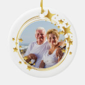 50e bruiloft Foto Gold Star Wreath Persoonlijk Keramisch Ornament (Achterkant)
