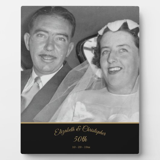 50e bruiloft Foto Jubileum Black Gold Elegant Fotoplaat (Voorkant)