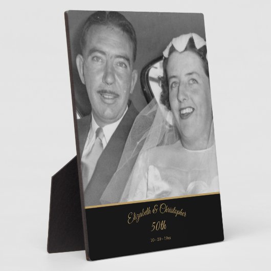 50e bruiloft Foto Jubileum Black Gold Elegant Fotoplaat (Zijkant)