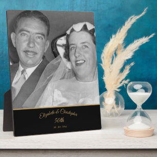 50e bruiloft Foto Jubileum Black Gold Elegant Fotoplaat