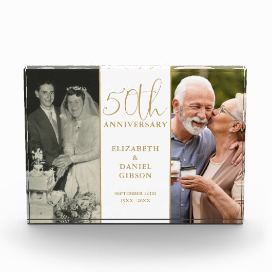50e bruiloft Golden Jubileum 2 Fotoblokken (Voorkant)