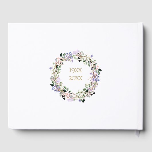 50e bruiloft Golden Jubileum Floral Garland Gastenboek (Achterkant)