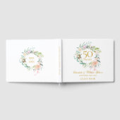 50e bruiloft Golden Jubileum Floral Garland Gastenboek (Volledig)