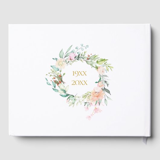 50e bruiloft Golden Jubileum Floral Garland Gastenboek (Achterkant)