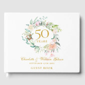 50e bruiloft Golden Jubileum Floral Garland Gastenboek (Voorkant)