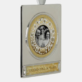 50e bruiloft Golden Jubileum foto template Verzilverd Banner Ornament (Rechts)